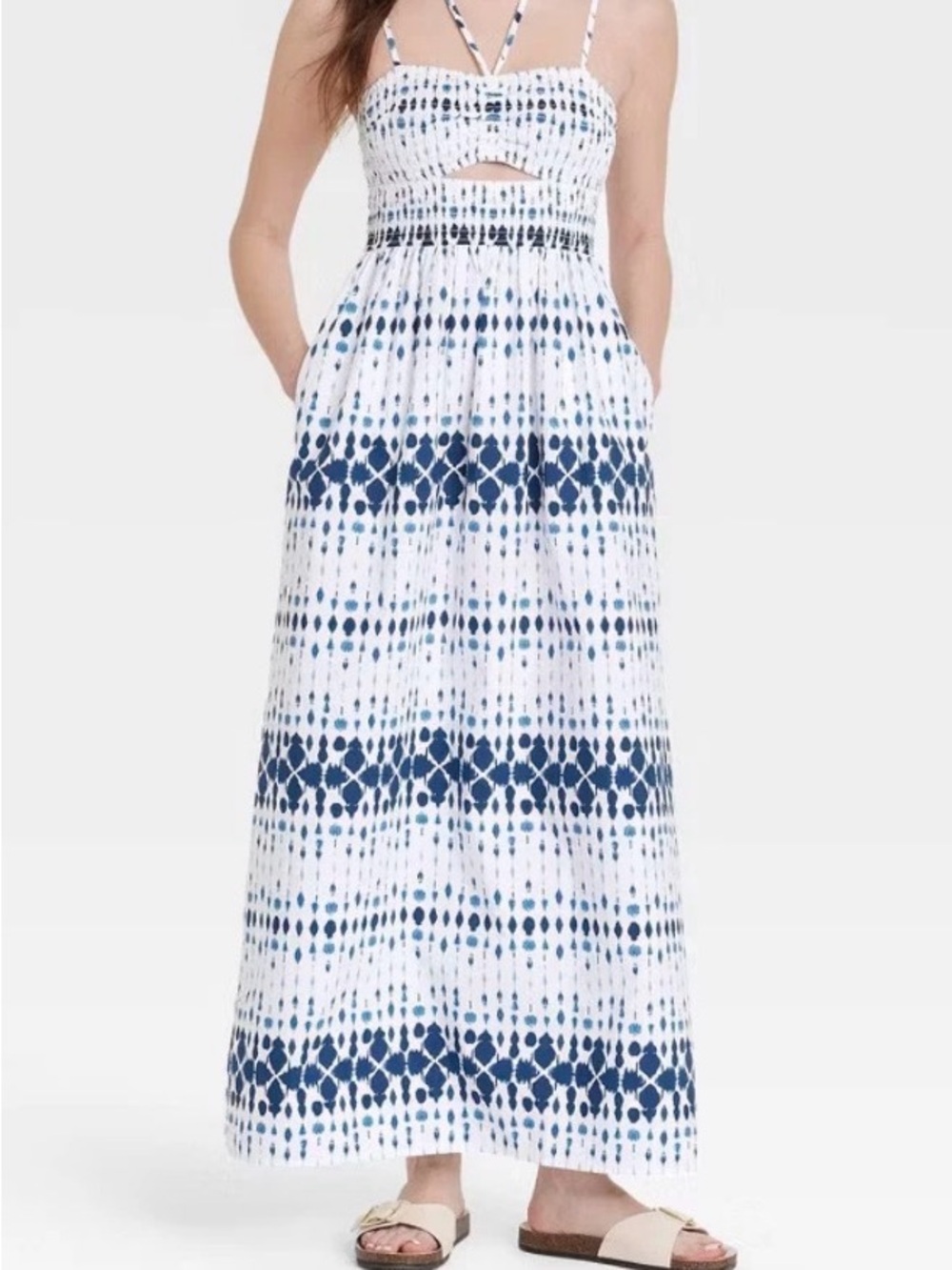 Universal Thread Women Smocked Cut-Out Maxi Dress Casual Sundress